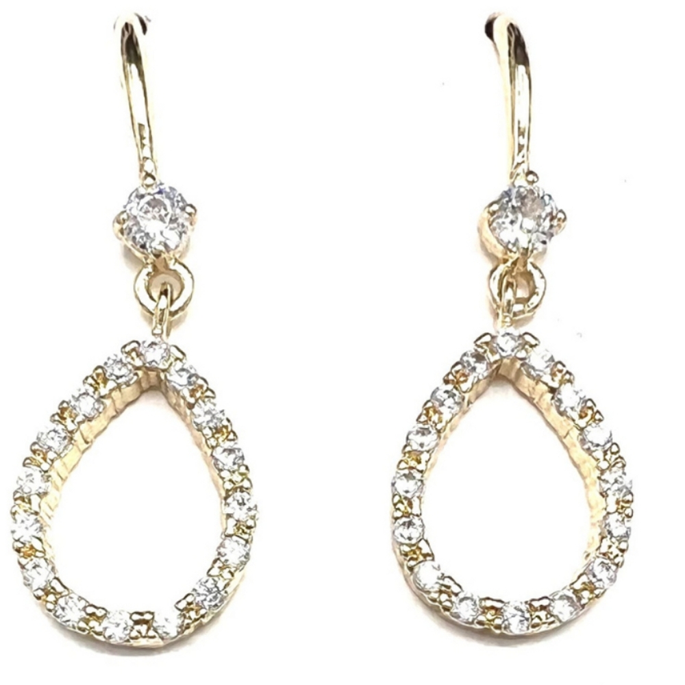 NWOT Swarovski Crystal Elements Gold Overly Tear Drop Earrings 1.25 inches‎